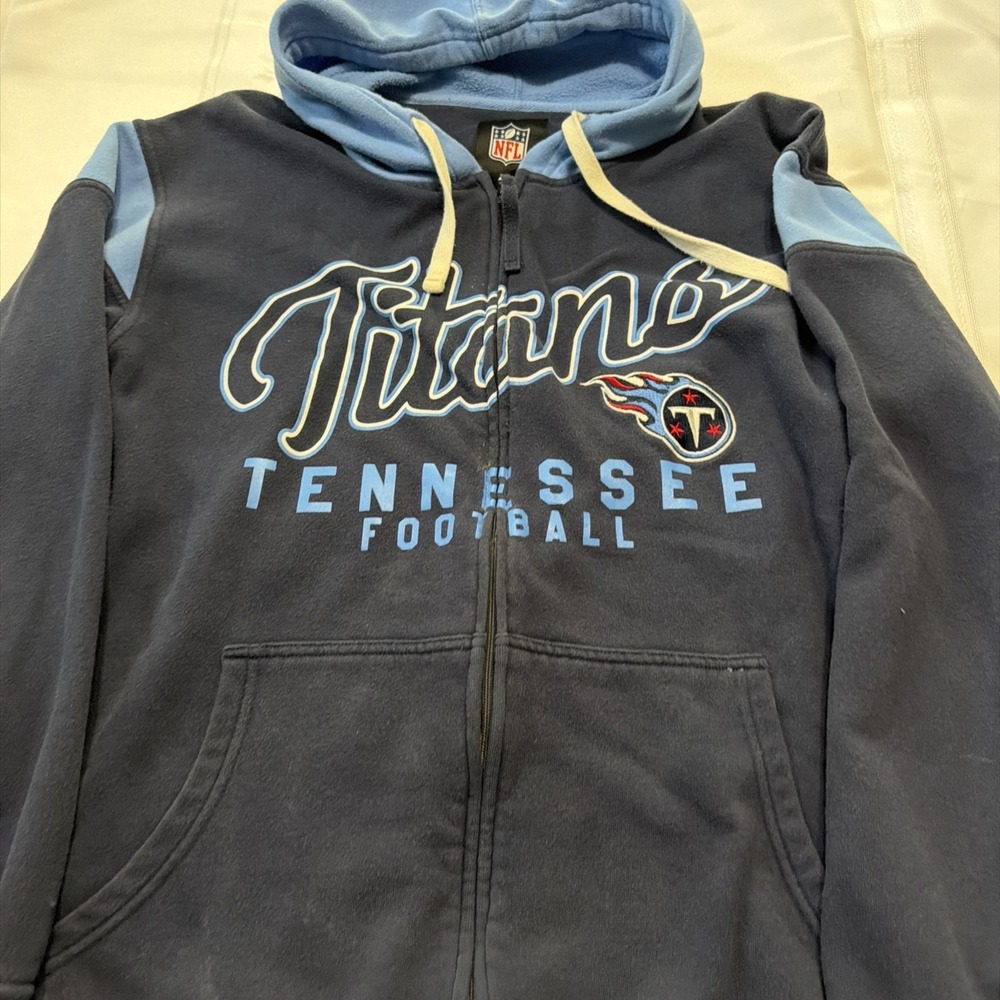 NFL Tennessee Titans Full Zip Hoodie Navy Blue Football Sweatshirt Mens XL